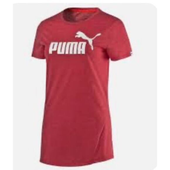 PUMA Womens Heather Pink Crew Neck Essential Logo Tee Shirt Size Medium - Picture 9 of 9